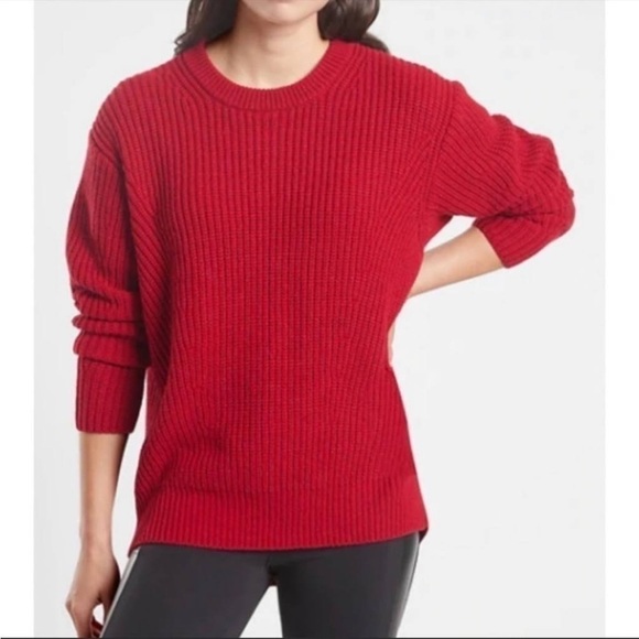Athleta Cascades Cocoon Crew Neck Sweater Wool Blend Red Size S NWT - Picture 13 of 13